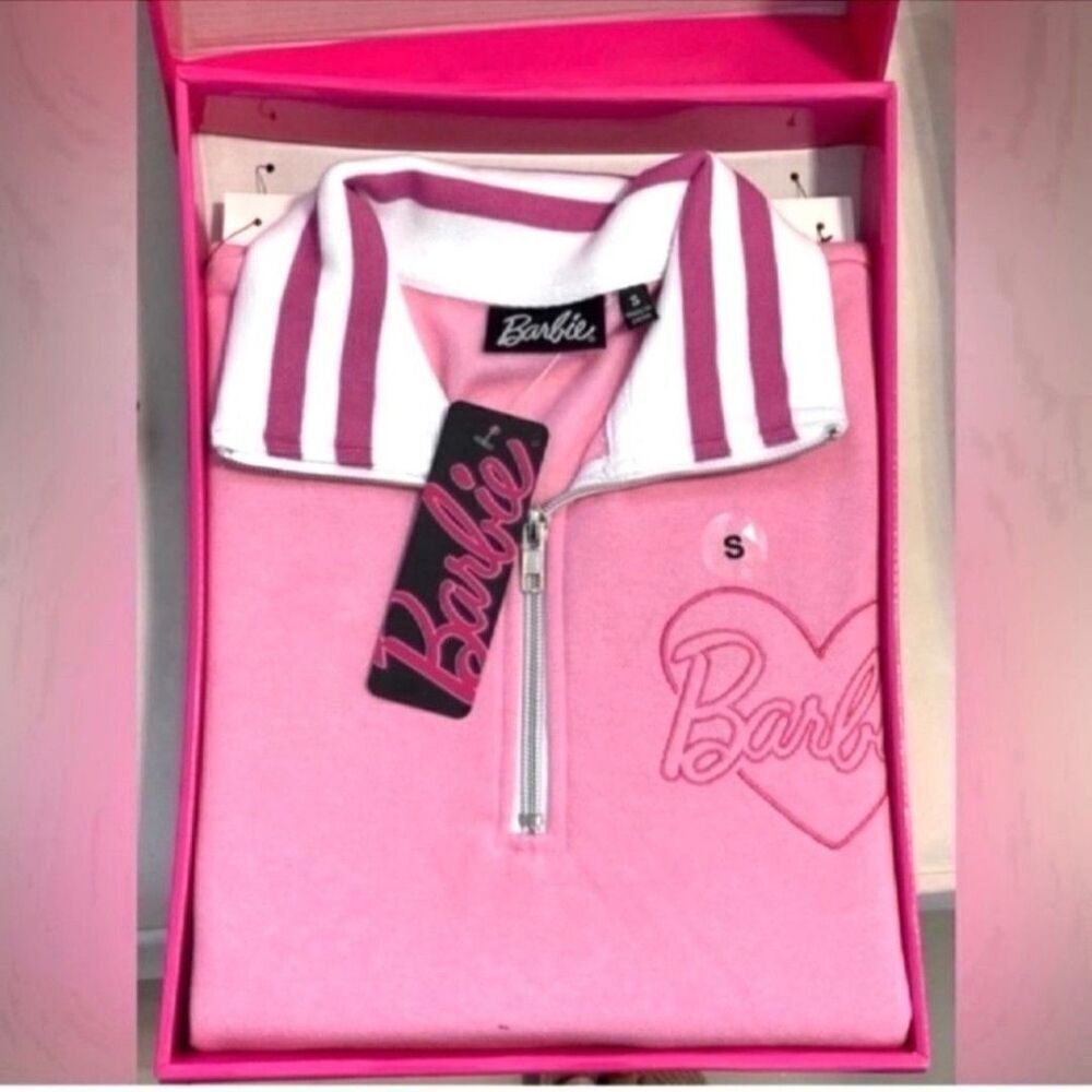 New PINk BARBIE sweater white gift box Size available M/L - Picture 2 of 12